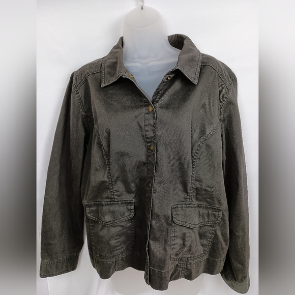 Chico's Denim Western Jacket Brown Embroidered Studded Denim Boho(#1,343)(C) - Picture 1 of 11